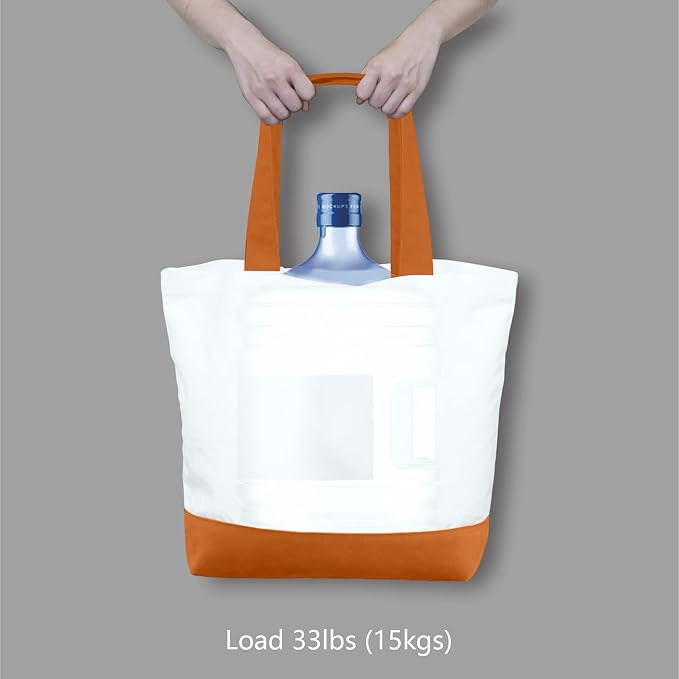 TOPDesign 3-Pack Super Strong Large 12oz Cotton Canvas Tote Bags, Reusable