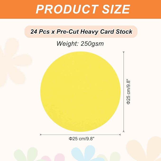 MECCANIXITY 24 Pcs Circle Card Stock, 9.8 Inch Round Cutouts Paper Thick