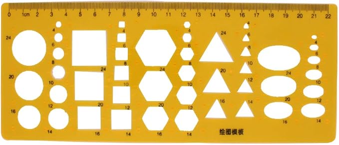 Utoolmart Plastic Drawing Templates Yellow Measuring Rulers Geometric Templates