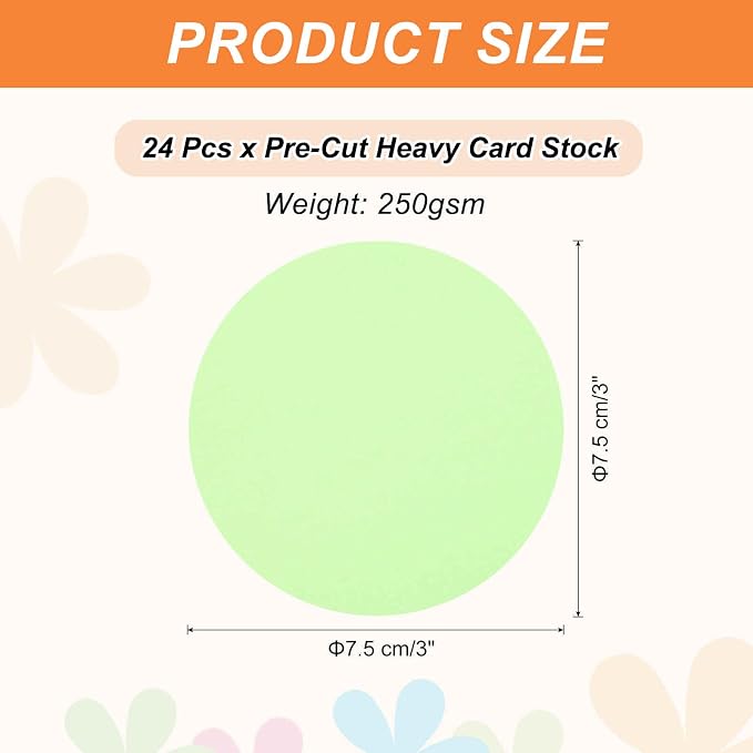 MECCANIXITY 24 Pcs Circle Card Stock, 3 Inch Round Cutouts Paper Thick