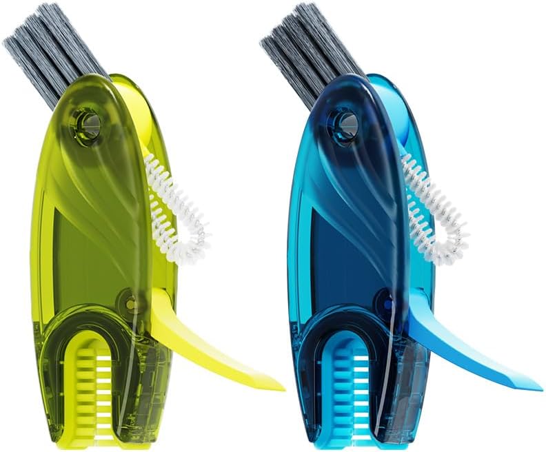 4 in 1 Cup Lid Cleaning Brush Set Multifunctional Bottle Brush Cleaner Tiny Bottle Cup Lid Brush Straw Cleaner Tools Mini Silicone Bottle Cup-Holder Cleaner with Hook Remover Green + Blue