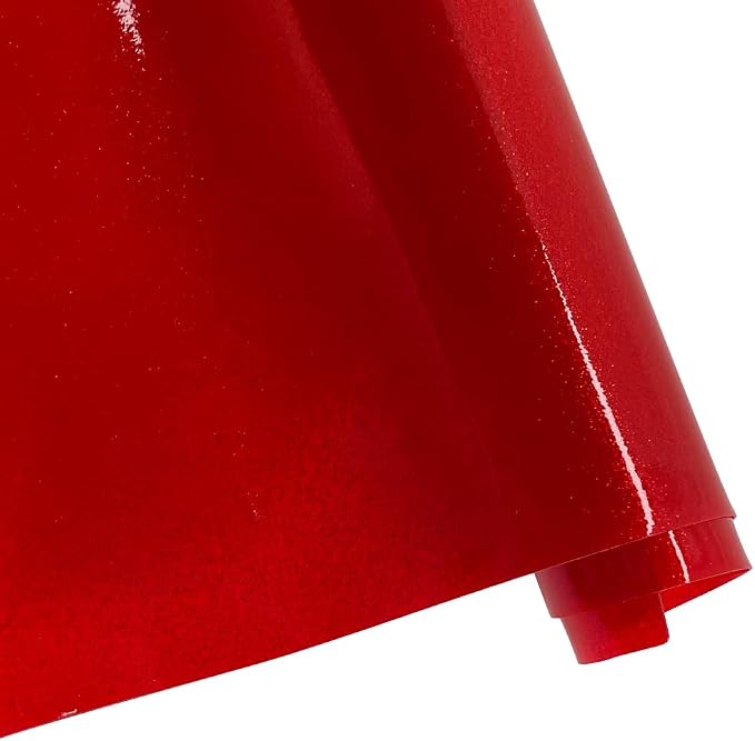 ONEART | Red Transparent Glitter Vinyl Roll, 0.7 mm Solid Clear PVC Jelly Vinyl