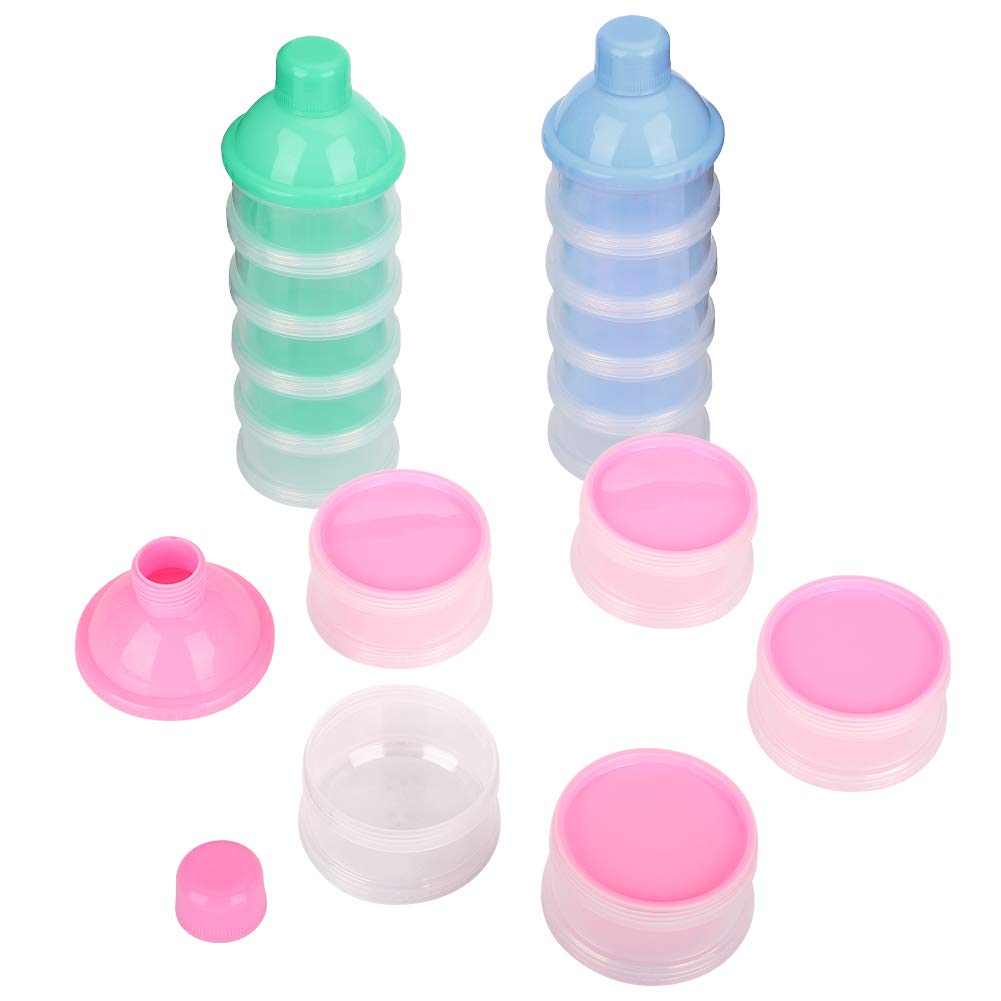 Accmor Formula Dispenser On The Go, 5 Compartments Stackable Formula Container for Travel, Baby Milk Powder Kids Snack Container, BPA Free