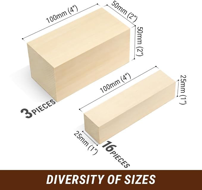 BeaverCraft Basswood Carving Blocks Whittling Wood BW19