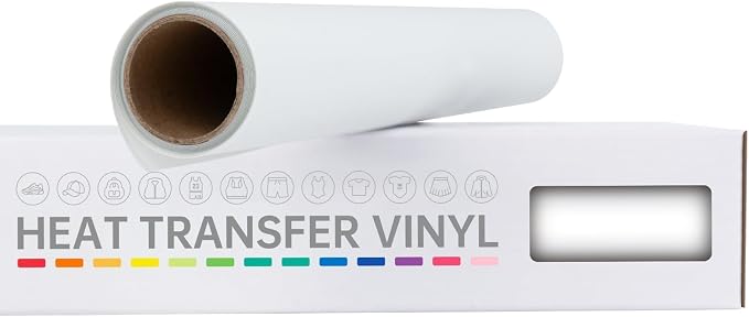 VinylRus Heat Transfer Vinyl-12” x 6ft White Iron on Vinyl Roll