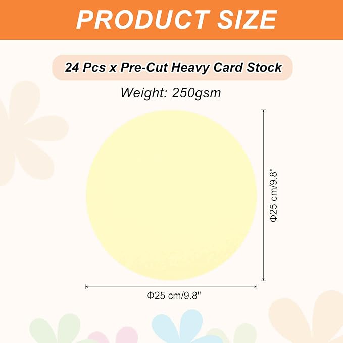MECCANIXITY 24 Pcs Circle Card Stock, 9.8 Inch Round Cutouts Paper Thick