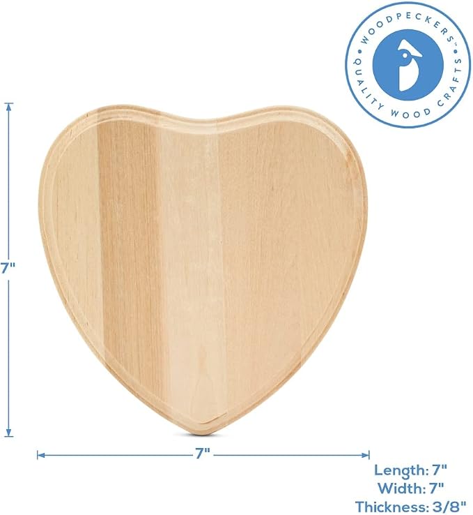 Wooden Hearts 7 inch Pack of 2 Wood Heart Valentine's Crafts Mother's Day Craft