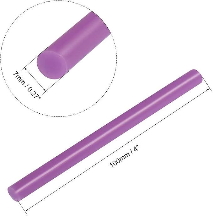 uxcell Mini Hot Glue Sticks for Glue Gun 7mm x 100mm Purple 12pcs