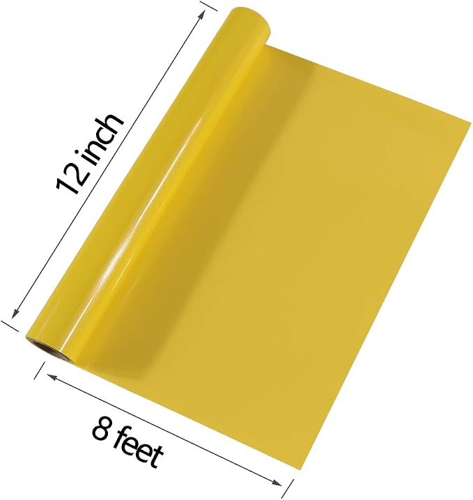 TUMIYA Yellow Heat Transfer Vinyl HTV Rolls, Glossy Adhesive HTV Vinyl