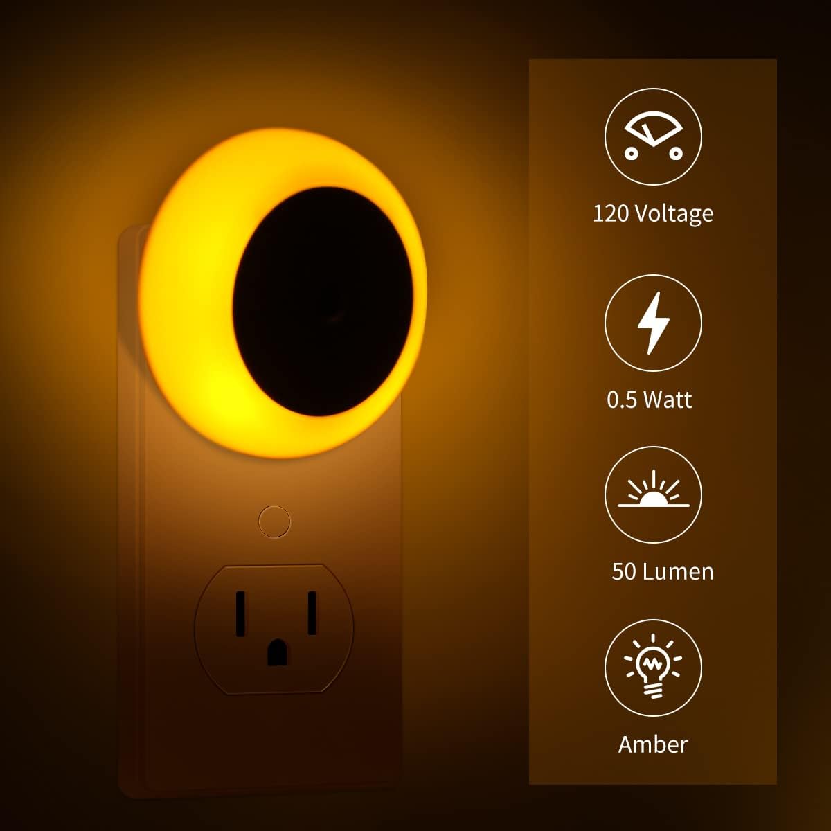 KINUR 6 Pack Amber Night Light, LED Night Lights Plug into Wall with Dusk to Dawn sensors, Plug in Night Lights for Kids Room, Bedroom, Bathroom, Baby Nursery,Stair Lights, Hallway Light