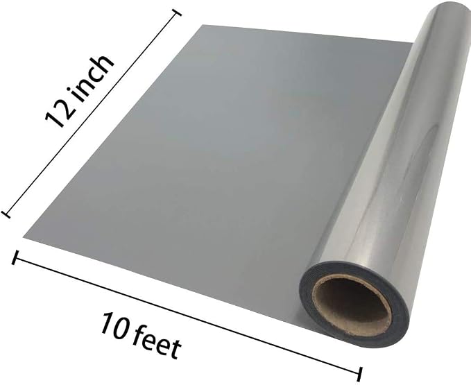 FUNKAKA Heat Transfer Vinyl Reflective Dark Gray HTV Roll, Reflective HTV Vinyl