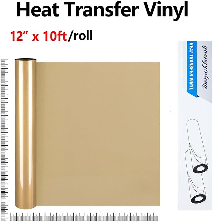 guangyintong Heat Transfer Vinyl Soil Golden HTV Rolls, Matte Surface PU