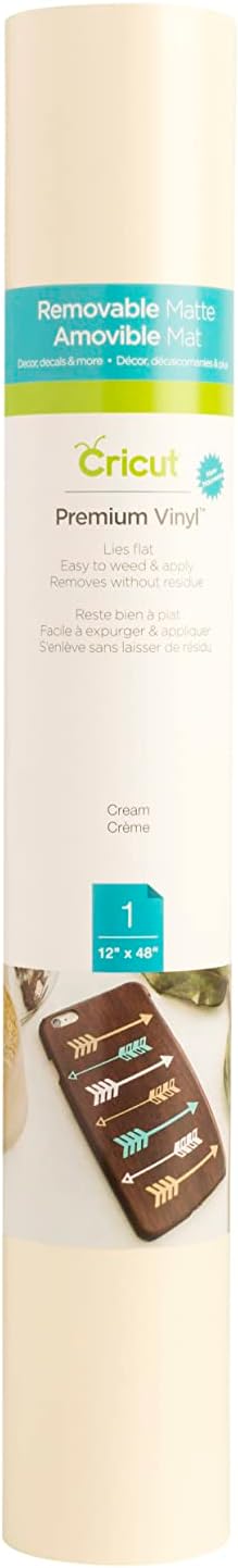 Cricut Removable Vinyl, Cream - 4ft Roll Premium No-Residue Vinyl