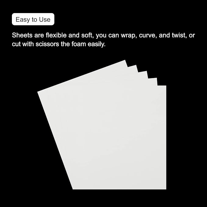 MECCANIXITY EVA Foam Sheets White 19.7 Inch x 17.7 Inch 0.8mm Thick Crafts Foam