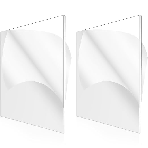 2 Pcs 1/16 Inch Thick Clear Acrylic Sheet 12 x 12 Inch Transparent Acrylic