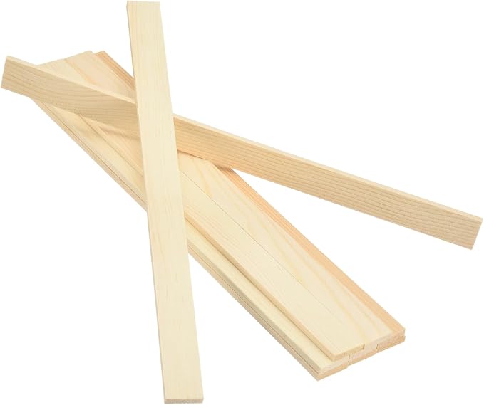 MECCANIXITY 10Pcs Wood Strips Slats, 3/16" x 7/8" x 12" Thin Wood Sticks Flat