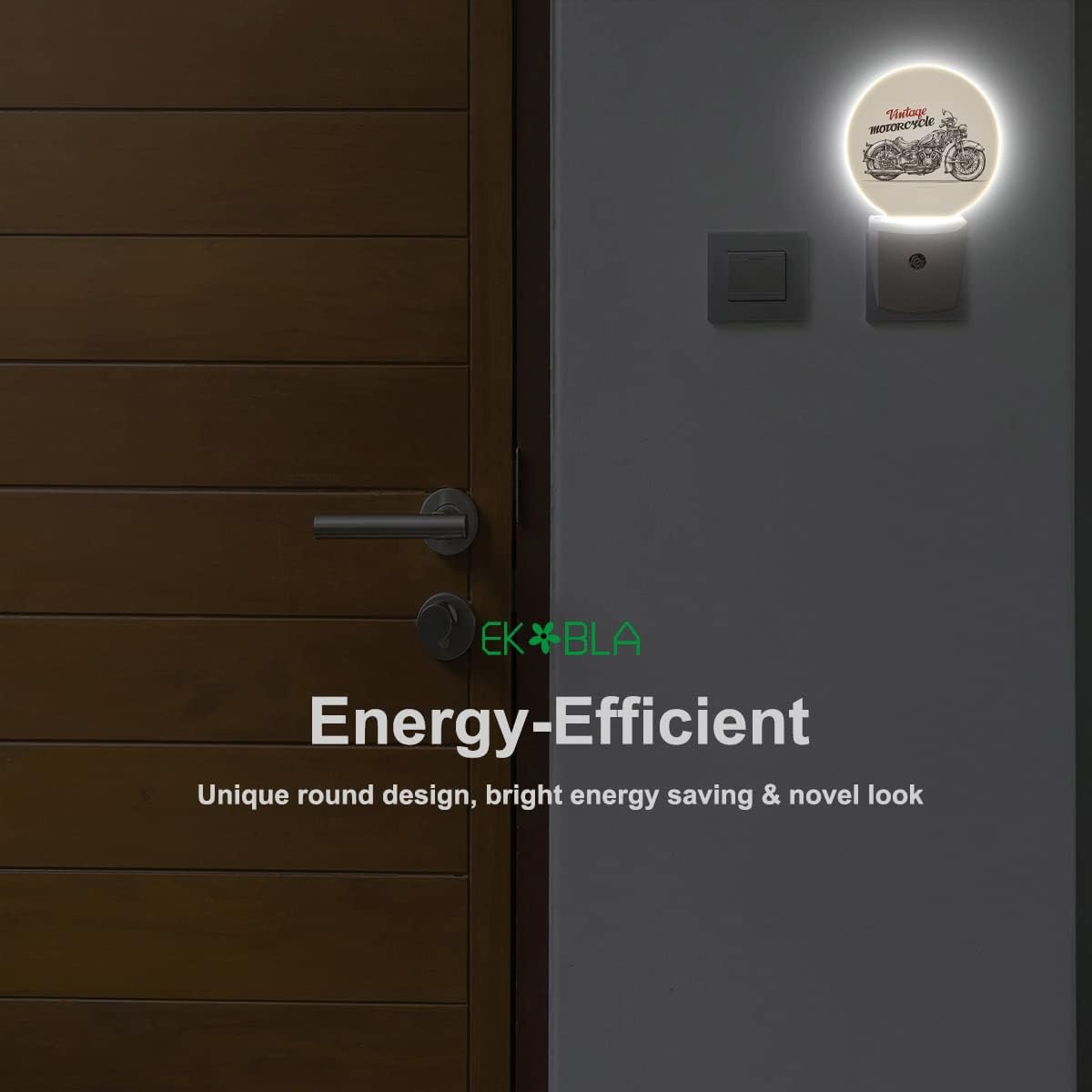 EKOBLA Motor Night Light Vintage Motorcycle Go Outside for Travel Night Lights Plug into Wall with Dusk to Dawn Sensor LED Plug-in Nightlights for Bedroom Bathroom Home Decor