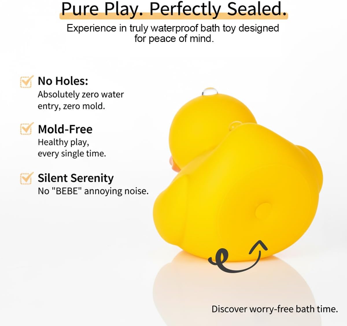 4.3 Inch 20 Pcs Kalafona Rubber Bathtub Duck/Duckie Waterproof No 'Bebe' No Hole Funny Bath Swimming Pool Toy Without Hole for Kids Birthday Party Favor Home Decor