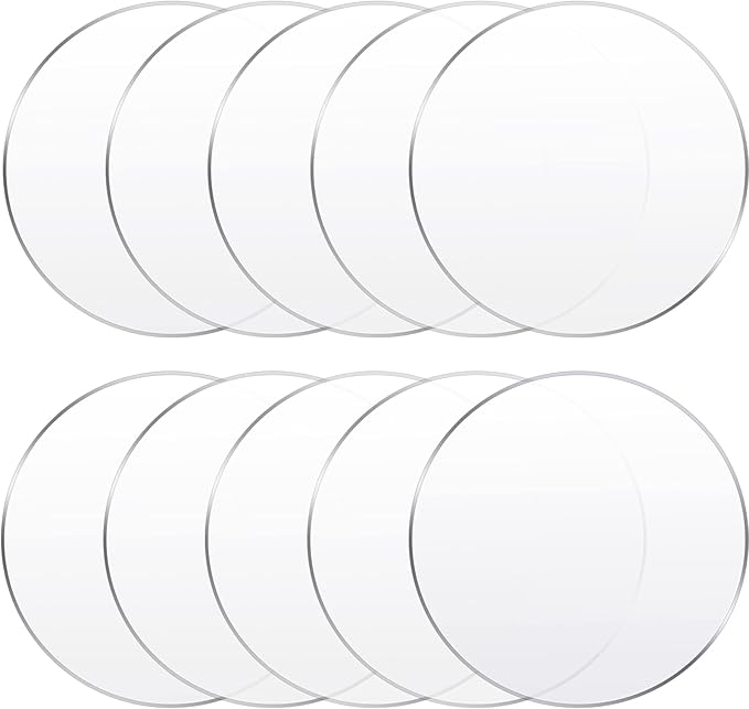 Yalikop 10 Pcs 10 Inch Acrylic Circle Blanks Clear Disc Round Transparent