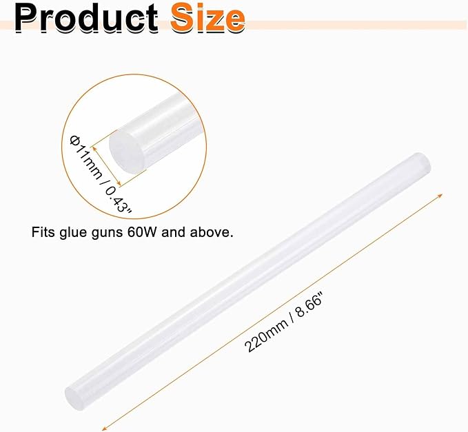 HARFINGTON 10pcs Hot Glue Sticks 0.43" Dia x 8.66" Long EVA Mini Hot Melt