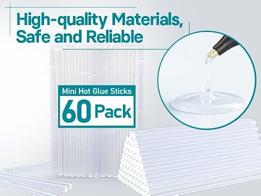60 Count Premium Hot Glue Sticks 6" Long x 0.27" Diameter Mini Size Hot Melt