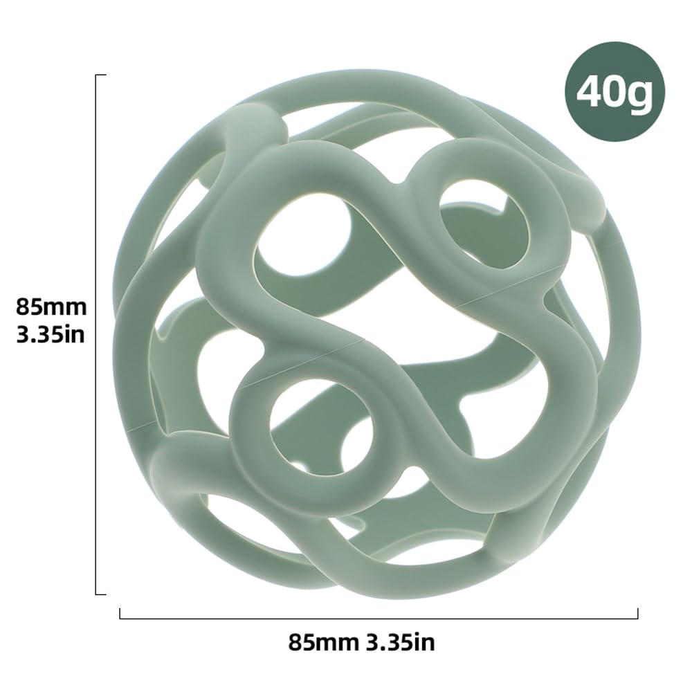 Silicone Teething Ball Toy, Tactile Sensory Ball Toy for Babies, Easy to Hold Design, Stretchy, Squisly, Soft (Milky White)