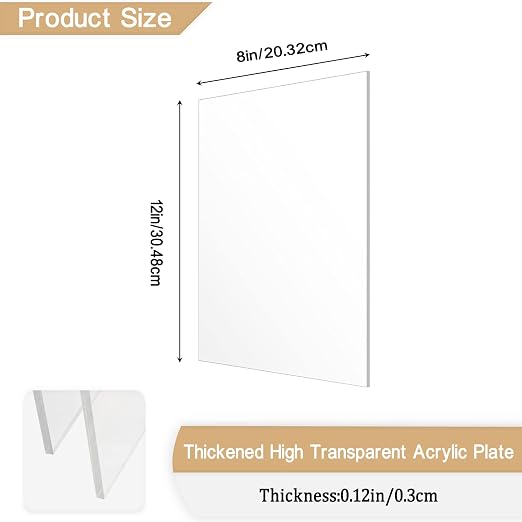 2 Pieces 1/8" Thick Acrylic Sheets, Plexiglass Sheets, Photo Frames