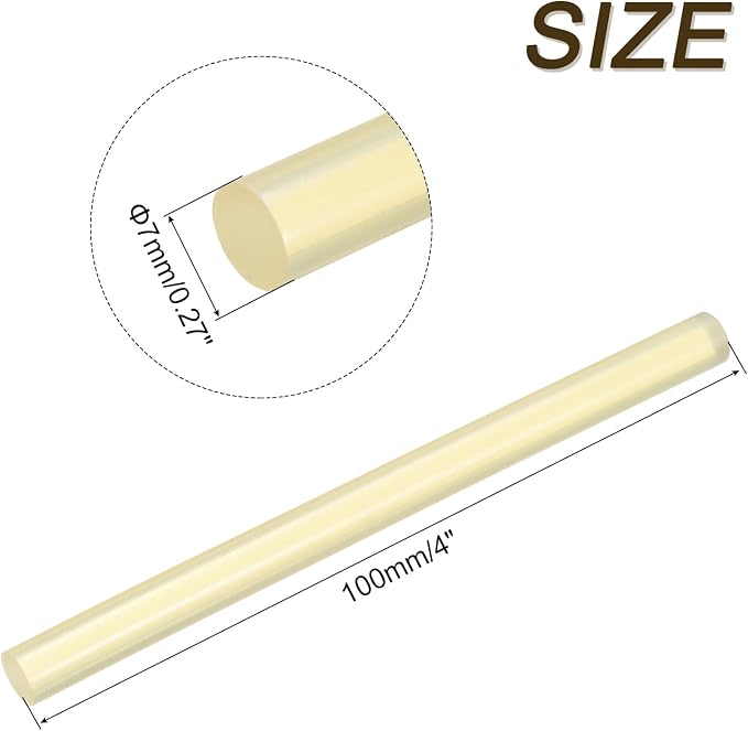 uxcell Mini Hot Glue Sticks for Glue Gun 7mm x 100mm Light Yellow 12pcs