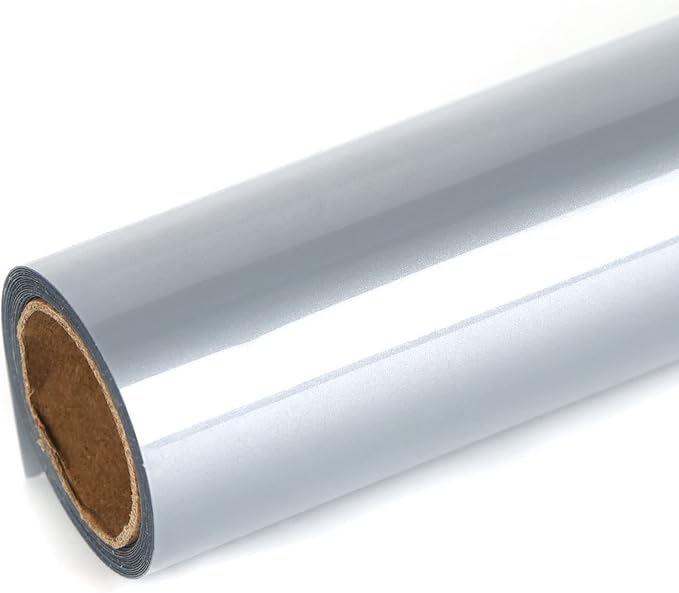TUMIYA Silver Heat Transfer Vinyl HTV Rolls, Glossy Adhesive HTV Vinyl