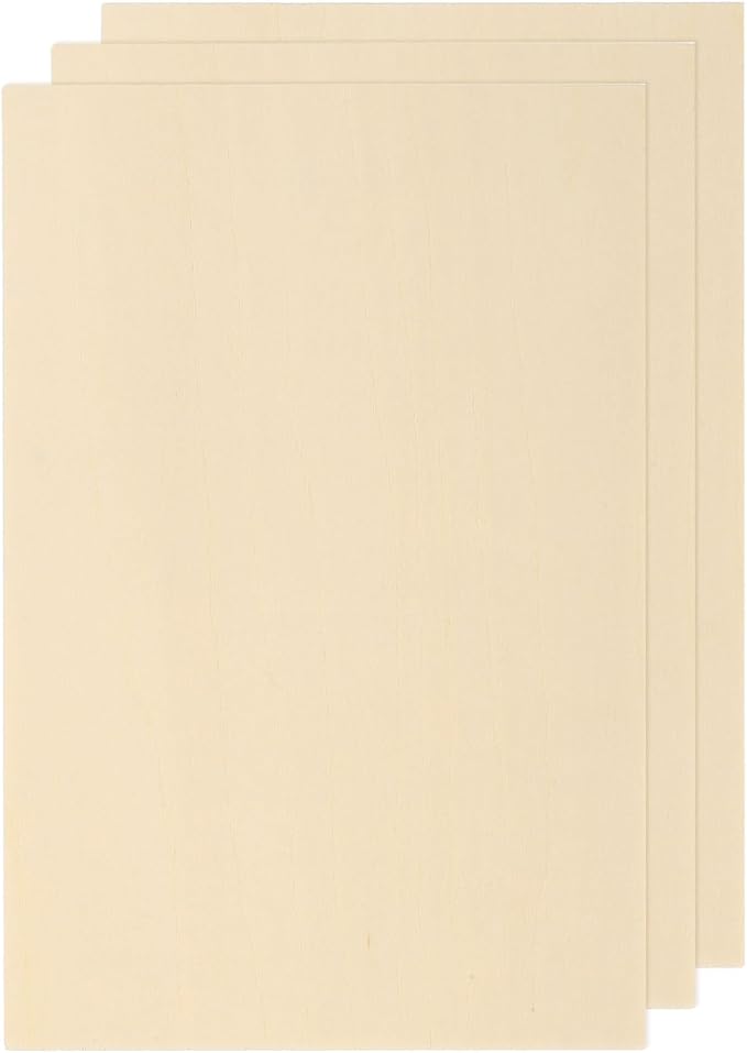 MECCANIXITY 3pcs Basswood Sheets 6 x 4 x 5/32 Inch Unfinished Wood Boards