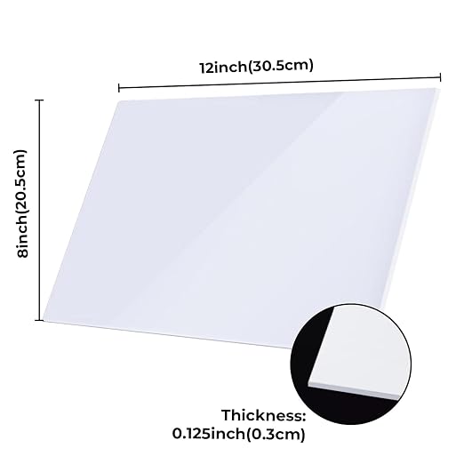 White Acrylic Sheet 8 x 12 x1/8 Inch Thick, Frosted Plexiglass Sheet | Acrylic