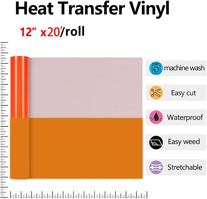 HTVVETUR Glow in The Dark HTV Heat Transfer Vinyl Roll 12 Inch by 20 Feet Iron