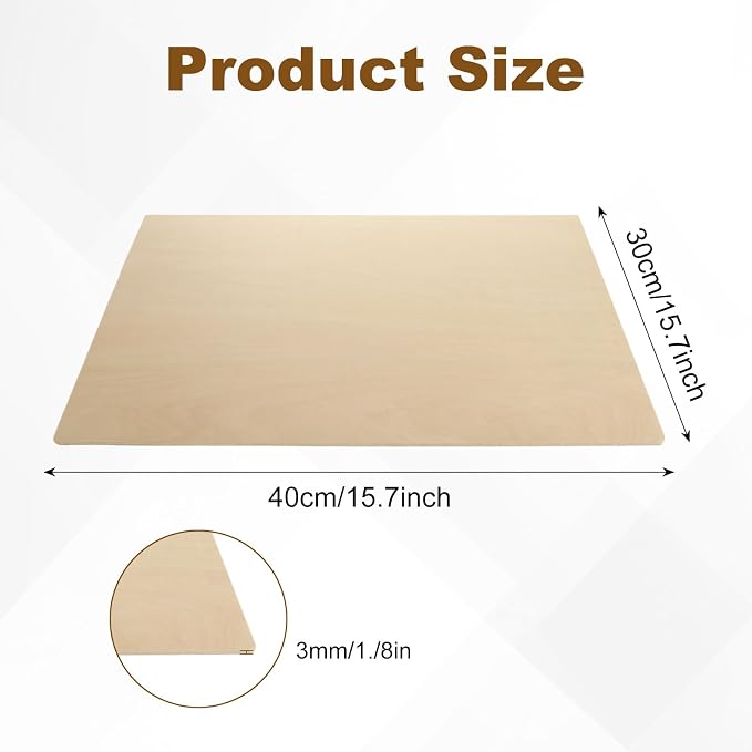 24Pcs 16 x 12 x 1/8 Inch Basswood Sheets, Unfinished Wood Boards, 3mm Basswood