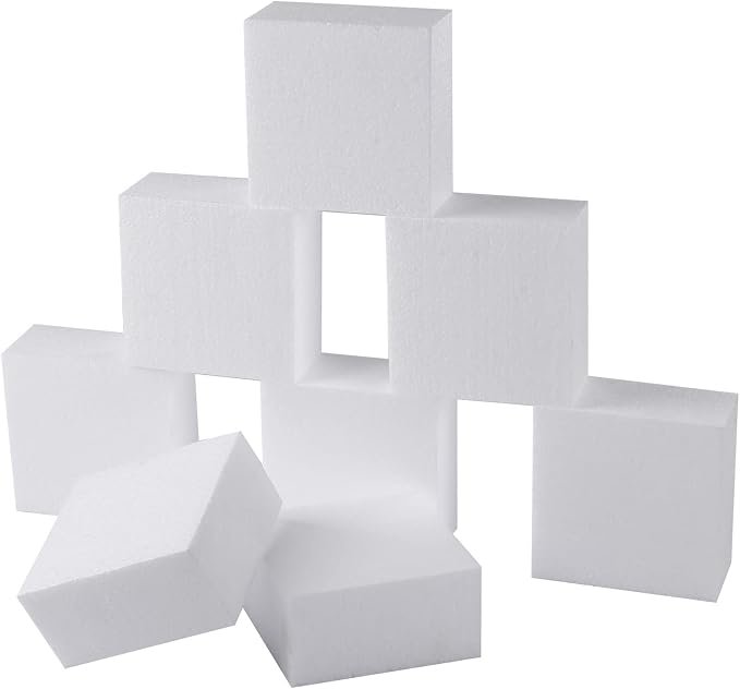 AMZQNART 8pcs 4x4x2in Craft Foam Blocks White