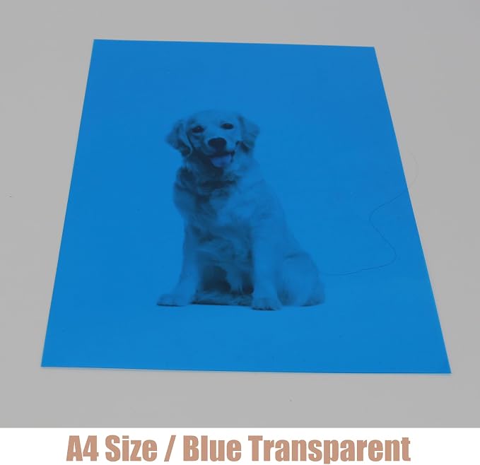 10-Pack A4 Colored PVC Flexible Plastic Sheets, 0.3mm Blue Transparent Film