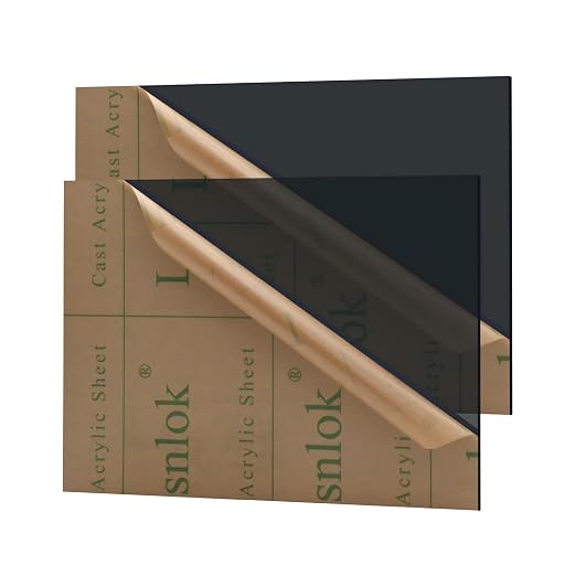 Lesnlok Black Transparent Acrylic Sheet 1/8 inch Thick 3mm 2 Pack 24 x 36 Cast