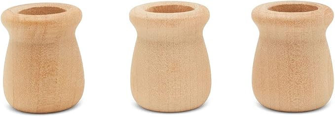 Bean Pot Candle Cups, 1-5/16 Inch, 5/8 Inch Hole, Wood Turnings