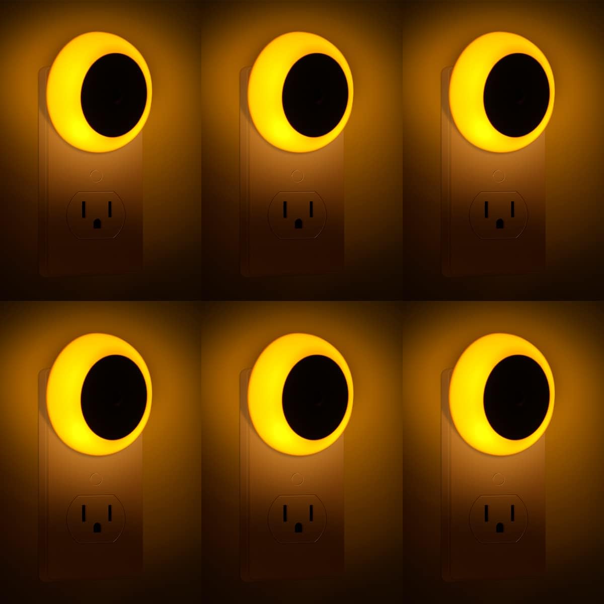 KINUR 6 Pack Amber Night Light, LED Night Lights Plug into Wall with Dusk to Dawn sensors, Plug in Night Lights for Kids Room, Bedroom, Bathroom, Baby Nursery,Stair Lights, Hallway Light