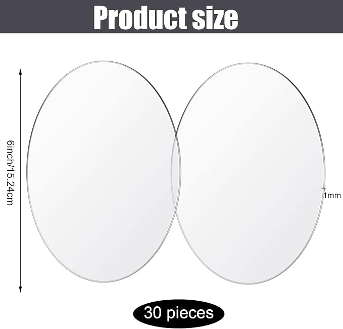 Jetec 30 Pcs 6 Inch Acrylic Circle Blanks Clear Disc Round Transparent Acrylic