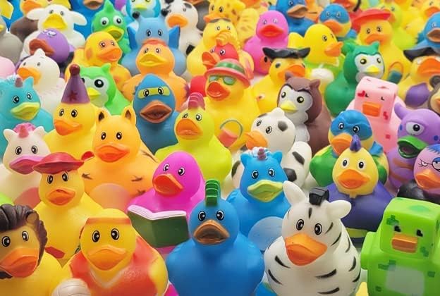 Assorted Rubber Ducks Toy Duckies for Kids and Toddlers, Bath Birthday Baby Showers Classroom, Summer Beach and Pool Activity, 2" Inches (10-Pack)