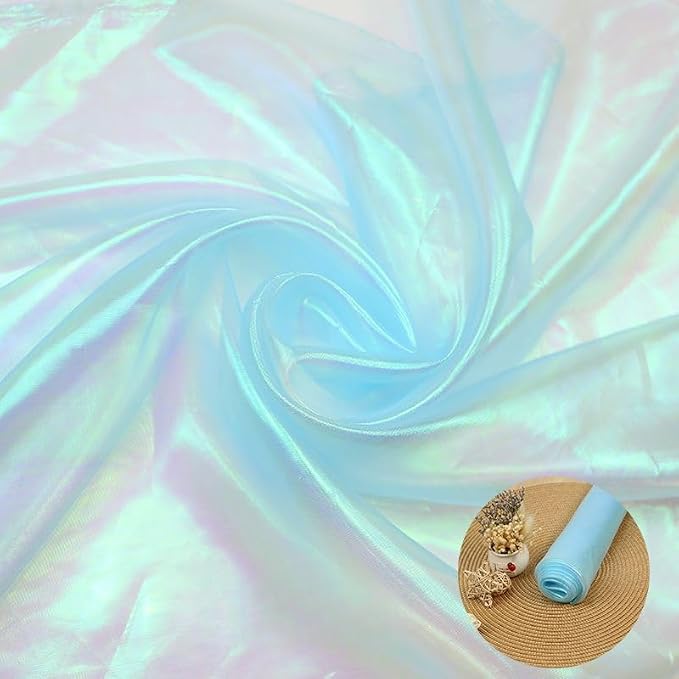 Light Blue Iridescent Organza Fabric