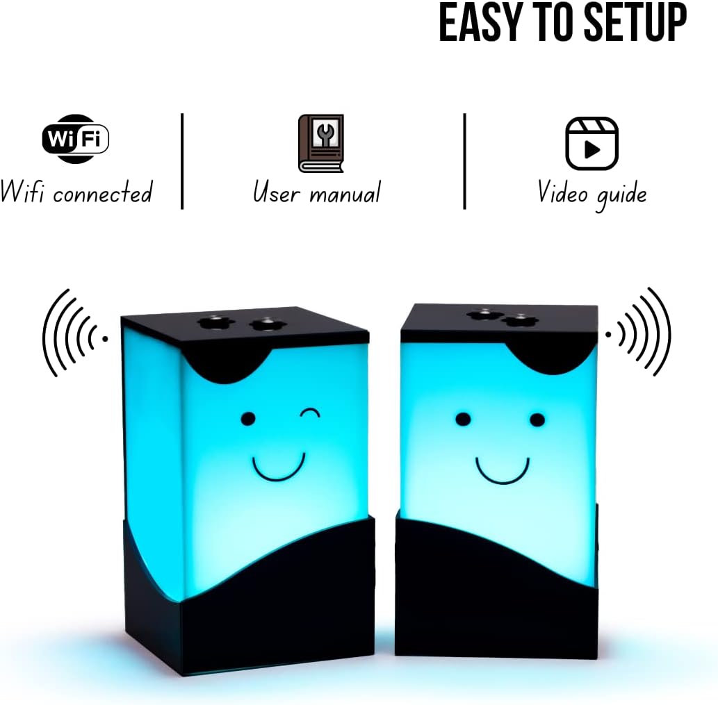 ZOCI VOCI Telepathy Toddlers – Cute Friendship Lamps with No Subscription | WiFi Touch Lamp for Long Distance Relationships, Couples, Friends & Family | Friendship Lights - Christmas Gifts (Set of 2)