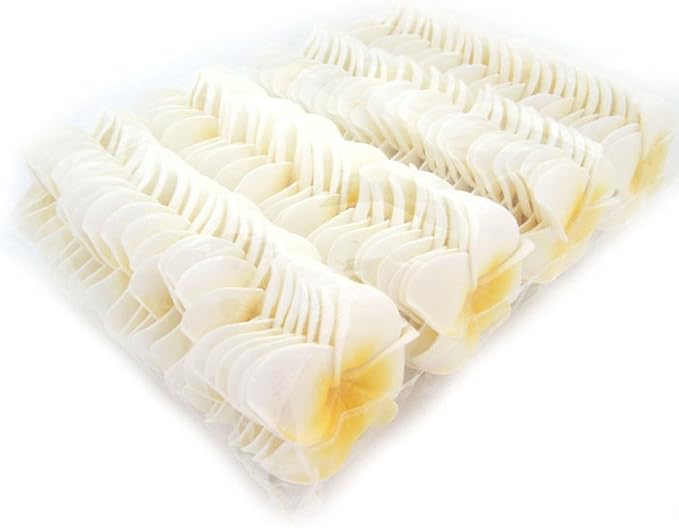 Pursuestar 100Pcs White Foam Hawaiian Frangipani Artificial Plumeria Flower