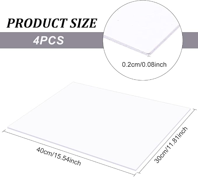 BENECREAT 4 Pcs 2mm PVC Foam Sheet White Plastic Sheet 11.8x15.7 Inch