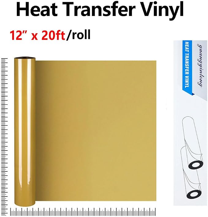guangyintong Golden Heat Transfer Vinyl HTV Rolls, Glossy Surface HTV Vinyl