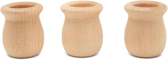 Bean Pot Candle Cups, 1-5/8 Inch, 29/32 Inch Hole, Wood Turnings