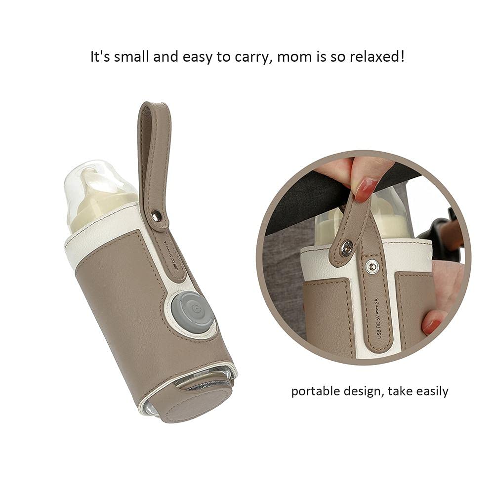 GOTOTOP Bottle Warmer Bag Portable Baby Bottle Warmer Leather Three Gears Adjustable Heated Bottle Bag Car Portable Thermostat Heating Cup Cover (d)