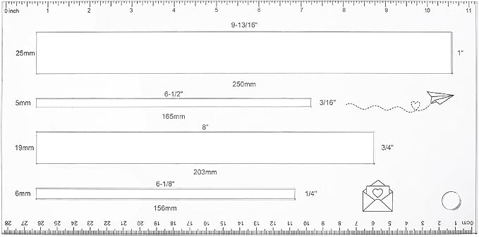 BENECREAT 4 Sizes Measurement Shipping Guide, Acrylic Mail Measurement Ruler