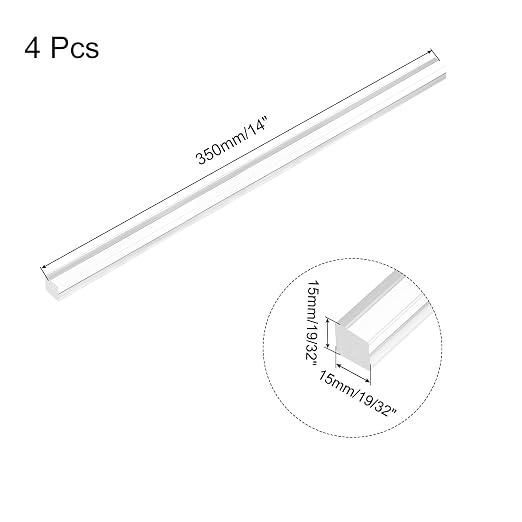 MECCANIXITY 4pcs Acrylic Square Rods 19/32" x 14" Clear Acrylic Dowel Rods