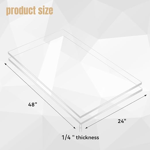 WEWLINE 24×48" Plexiglass Sheets 2-Pack 1/4" Thick, Acrylic Sheets